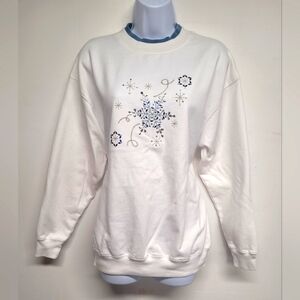M&C Sportswear White Sweatshirt Embellished M